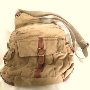 Fossil Canvas and Leather Sling Purse